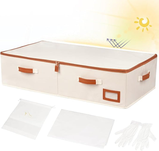 Wedding Dress Storage Box, Large Shadeable Wedding Dress Preservation Box with Microfiber Gloves, 20 Sheets of Acid Free Paper and Dustproof Bag for Wedding Dress, Heirlooms, Gowns