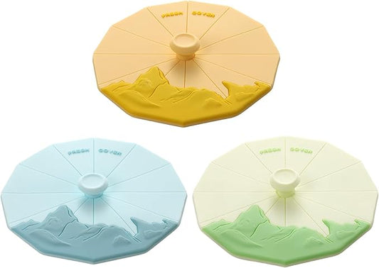 Silicone Cup Covers (Set of 3) ， Multicolored Silicone Lids for Mugs, Cups, Flexible Mug Covers，Hot Cup Lids for Coffee & Tea