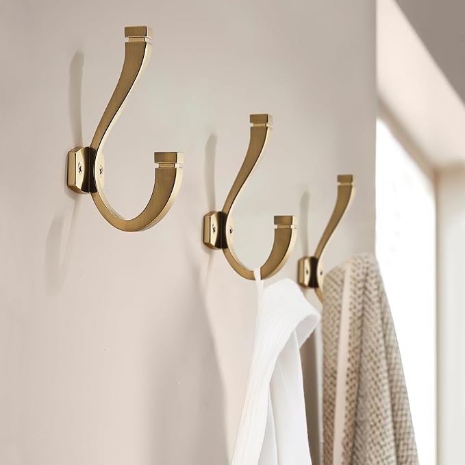 SAILING Coat Hooks -5 Pack Champagne Bronze Towel Hooks Robe Hooks Decorative Wall Hooks for Bathroom Bedroom Kitchen Towel Robe Clothes Cabinet Closet Bathroom Hardware