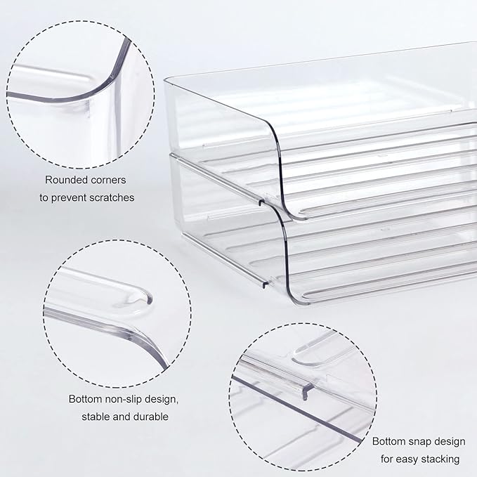 2 Pack Stackable Desk Letter Paper Tray, A4 Clear Plastic Desk File Organizer Letter Tray, Desktop File Paper Organizer with Anti-Skid Design for Office Desktop