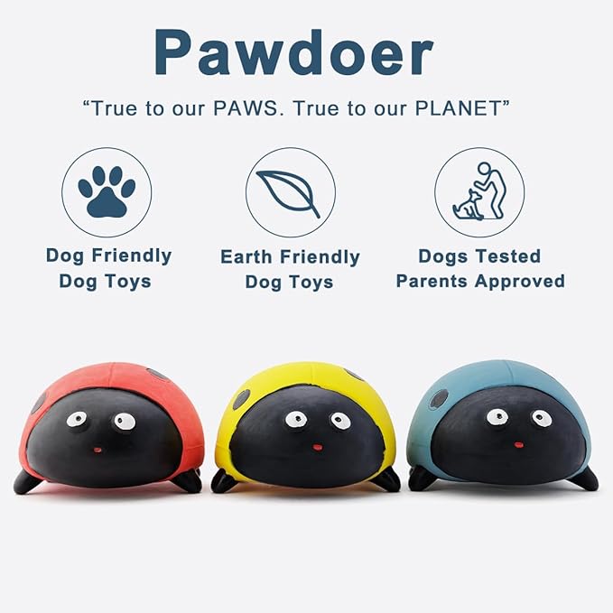 3 Pack Squeaky Dog Toys for Medium Dogs, Soft Latex Squeaky Dog Ball, Cute Funny Squeak Ladybug Pet Toys