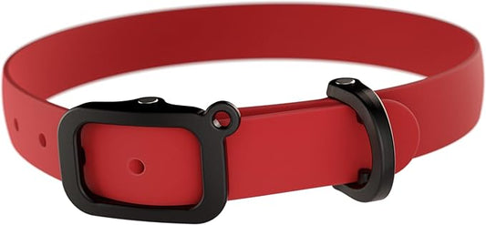 Waterproof Dog Collar - Durable, Comfortable and Adjustable Outdoor Dog Collar with Wear Resistant Buckle and ID Tag Ring for Small Dogs by Nuvuq (Red, Small)
