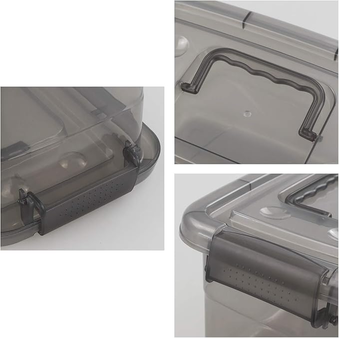 5L Plastic Storage Bin with Lid, Latching Box with Handles, Set of 6