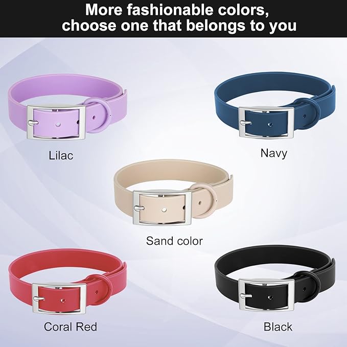 Wisedog Waterproof Dog Collar, Adjustable Soft Rubber Coated Webbing, Odor-Proof and Easy to Clean for Small Medium Large Dogs, with Airtags Case(M|12"-16" × 4/5 in, Black)