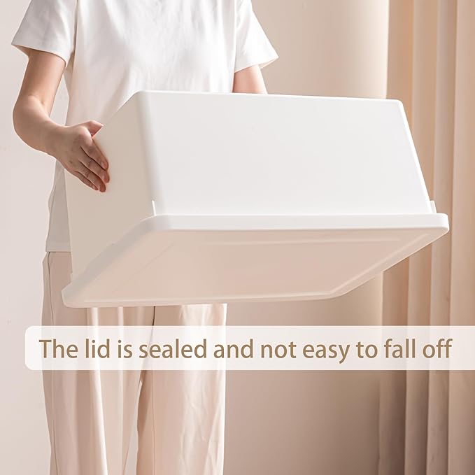 10gal+3gal Large capacity White multifunction storage bin with lid, Set of 8 Stackable Plastic Boxes with Handles, Office，Garage，Home, for Organizing Snacks, Crafts, Legos, Tools,books （4XXXL+4L