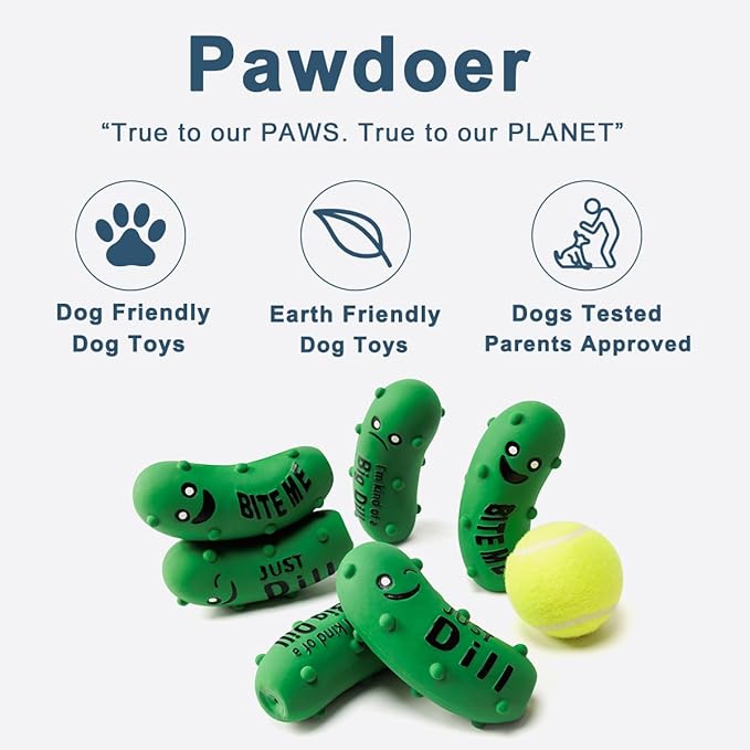 Squeaky Dog Toys, Soft Latex Rubber Squeaky Ball for Small Dogs Puppies, Cute Bounce Squeak Crunchy Pickle Pet Dog Toy