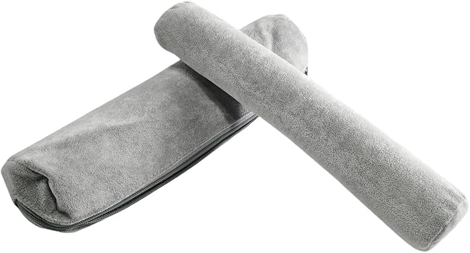 Bracelet Bangle Watch Roll Travel Pouch Jewelry Organizer, Black Gray Velvet Portable Zipper Pouch with Removable Roll Insert for Standard Size 12.5" W x 2.8" Diameter. (All Gray)