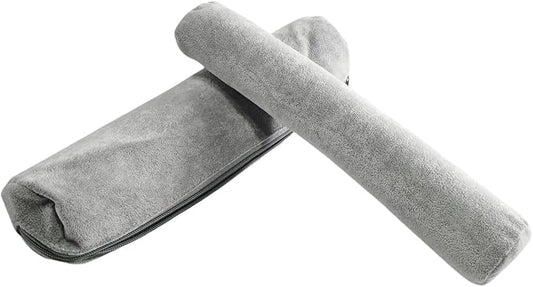 Bracelet Bangle Watch Roll Travel Pouch Jewelry Organizer, Black Gray Velvet Portable Zipper Pouch with Removable Roll Insert for Standard Size 12.5" W x 2.8" Diameter. (All Gray)