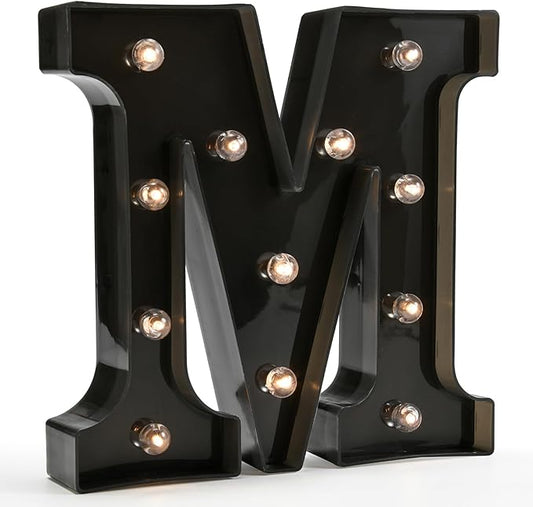 OYCBUZO Light Up Black Alphabet Marquee Letters Sign LED Marquee Number Lights Sign for Night Light Home Bar Christmas Party Lamp Wedding Birthday Decoration M
