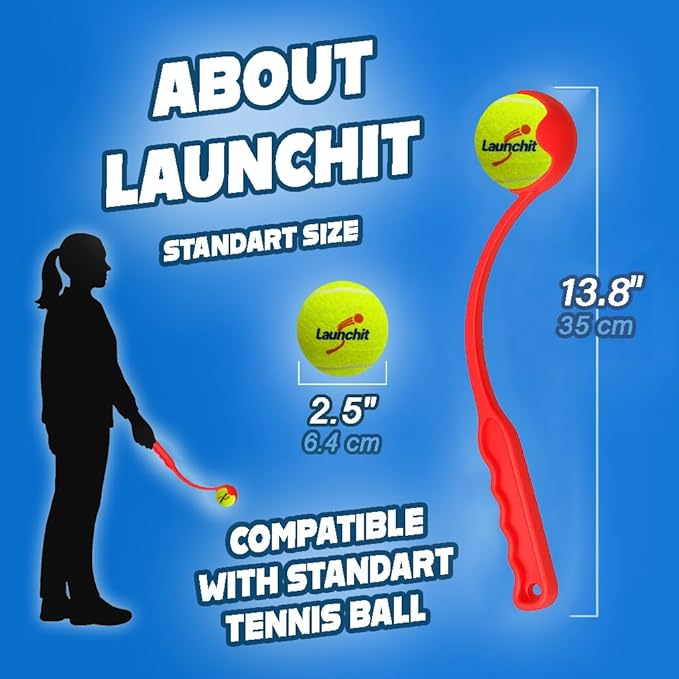 Dog Ball Thrower Launcher, Tennis Ball Launcher, for Small Large Dogs Compact Design 13.8" Stick with Medium 2.5" (Blue)