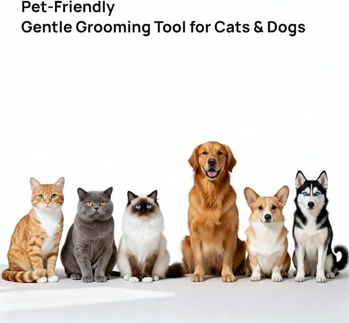 Cat Comb for Shedding, Cat Deshedding Brush with One-Click Fur Release, Cat Grooming Comb, Indoor Cat & Dog Brush, Pet Deshedding Tool