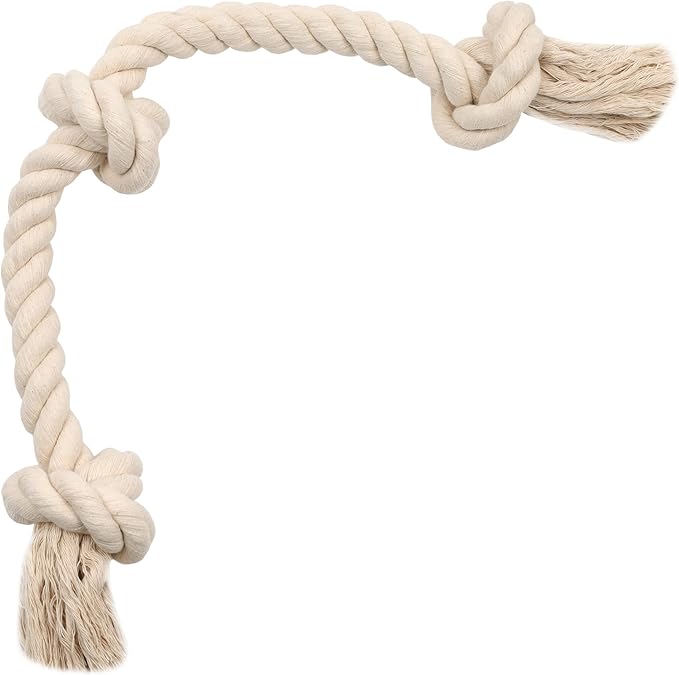 Barida Natural White Cotton Tough Dog Rope Toy for Medium & Large Dogs. Non Toxic and Premium Rope Toys for Dogs.