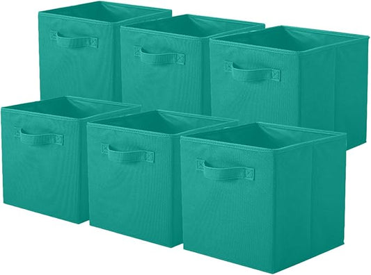 ShellKingdom Storage Bins, Foldable Fabric Storage Cubes And Cloth Storage Organizer Drawer For Closet And Toys, 6 Pack (Forest Green)
