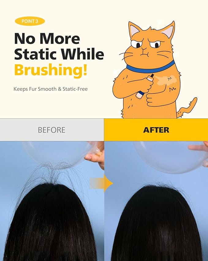 PETHROOM] Unscented Cat Moisture Mist – Natural Leave-In Conditioner Spray for Cats – 95% Plant Extracts– Hydrating, Detangling, Static & Dander Control, 100% EWG Green