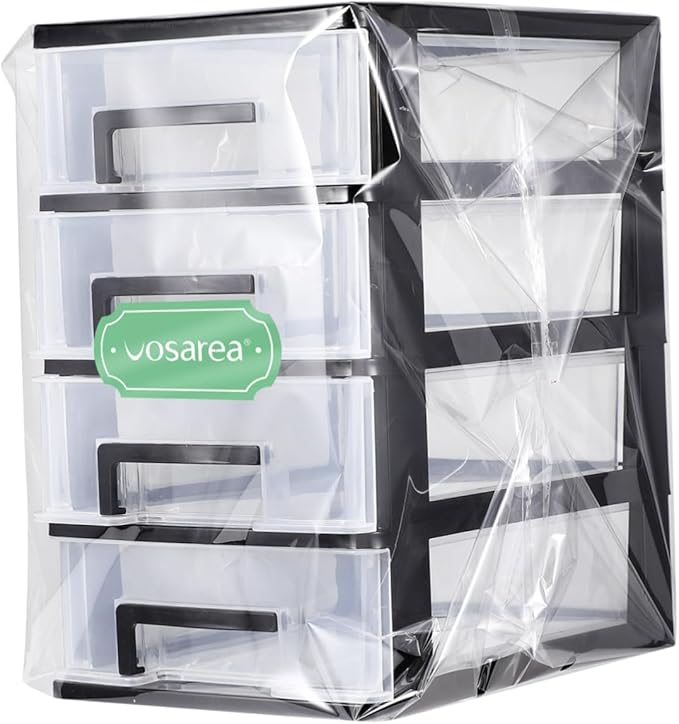 Plastic Drawers - 4 Layer Small Desktop Organizer with Transparent Drawers for Home, Office, Stationery, Jewelry and Cosmetics