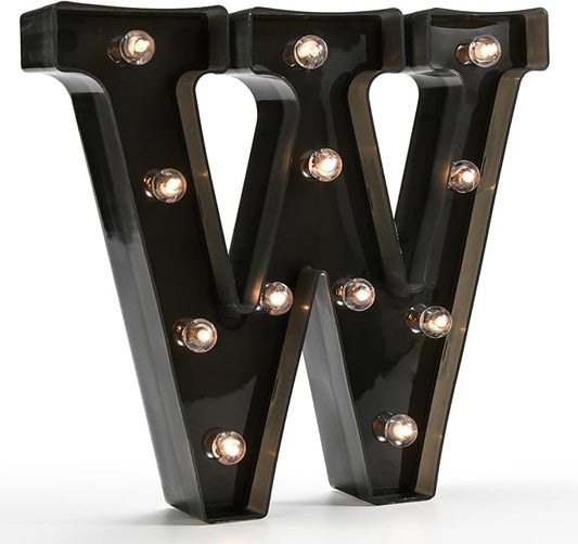 Light Up Black Alphabet Marquee Letters Sign LED Marquee Number Lights Sign for Night Light Home Bar Christmas Lamp Birthday Party Wedding Decoration W