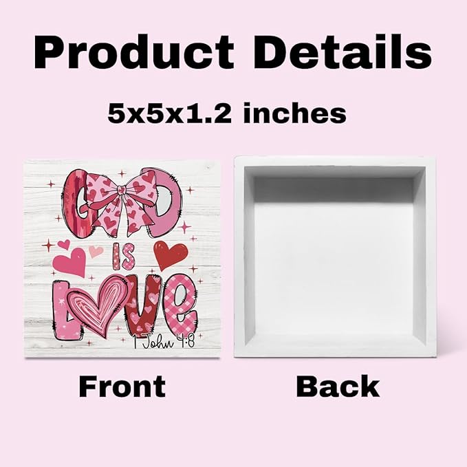 Christian Valentines Day Decorations for Home Scripture Desk Decor God Is Love Decorations for Kitchen Table Valentine’S Day Gifts for Boyfriend Girlfriend 5 X 5 Inchs