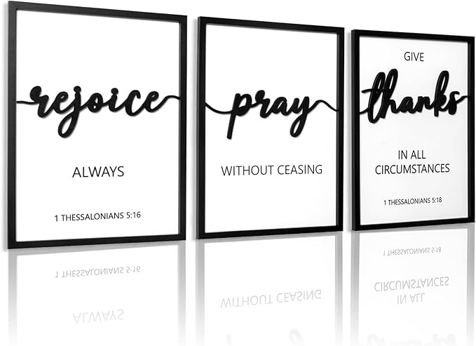 3D Wood Prayer Wall Decor, Framed Christian Picture Wall Art, Praise God Wall Decor for Entryway Home Church Prayer Room (Ready to Hang, 12x16 inches, Set of 3, Framed)