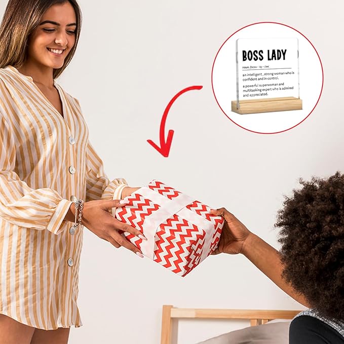 Funny Boss Gifts for Women Men Boss Lady Gifts for Women Office Decor Acrylic Plaque Leadership Thank You Manager Mentor Inspirational Gift 4x4 Inches