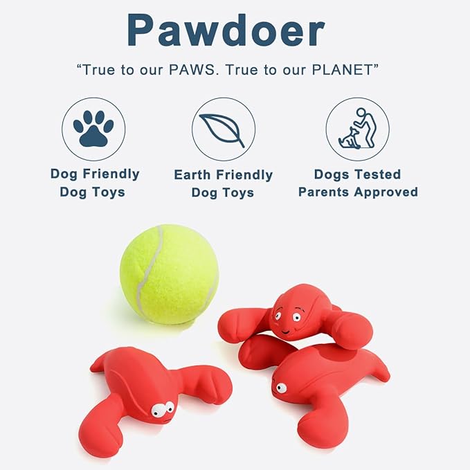 Squeaky Dog Toys, Soft Latex Rubber Squeaky Ball for Small Dogs Puppies, Cute Bounce Squeak Lobster Pet Dog Toy