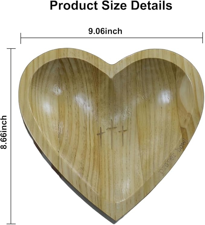 Heart Prayer Bowl with Blessing Cards, Handcrafted Wooden Christian Gift for Women, Men - Meditation, Birthday, Retirement, Easter Keepsake for Mom, Dad