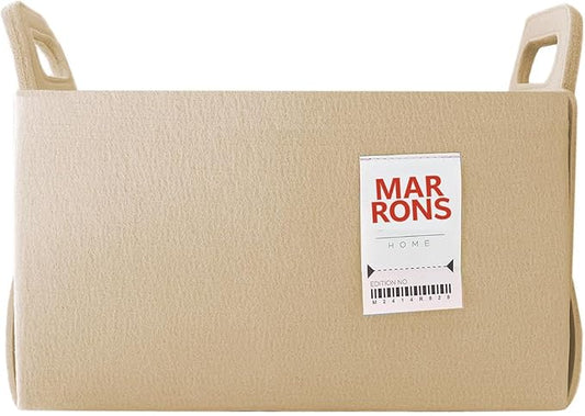 Collapsible Felt Beige Storage Bin Medium 11"x7.1"x7.1" – Foldable Basket with Handles for Closet, Toy Storage, Laundry Room Organization, Decorative Storage Bins for Shelves, Cube Storage