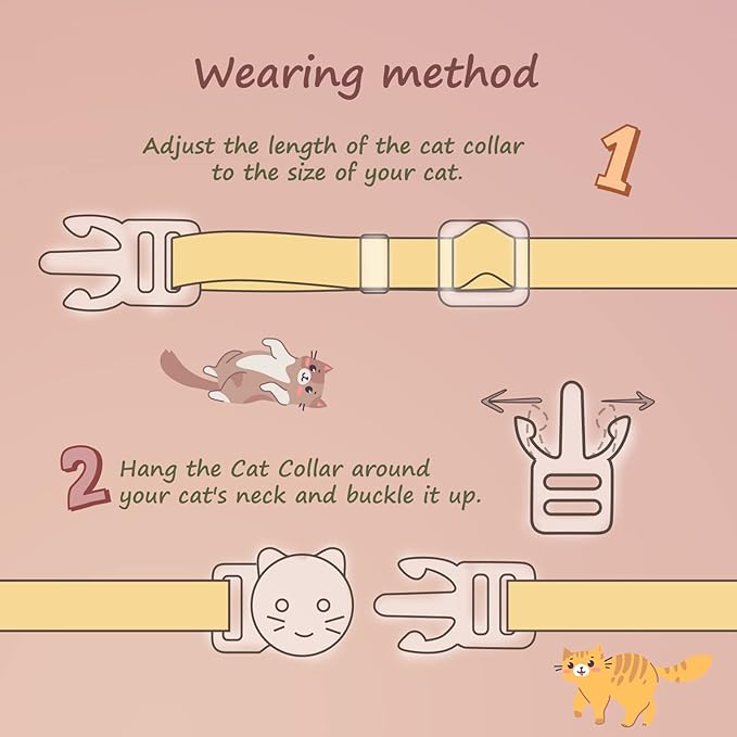 2 Pack Cotton Breakaway Cat Collar with Bell Yellow & Purple Egg Paw Pendant Cute Kitten Cat Collar Suitable for Girls and Boys