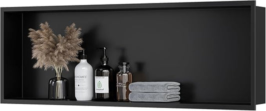 Neodrain Matte Black Shower Niche, Insert Storage Shower Shelf (37.1'X13.1' Inside 36" X 12"), Stainless Steel Wall Niche for Storage