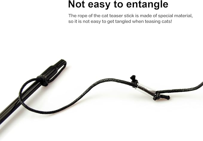 TTcat 2 Pcs Cat Wand Toys Natural Feather Stick Toys,31.5” Extra Long Teaser Wands and 4 PCS Feather Refills,Interactive Toys for Indoor Cat and Kitten.