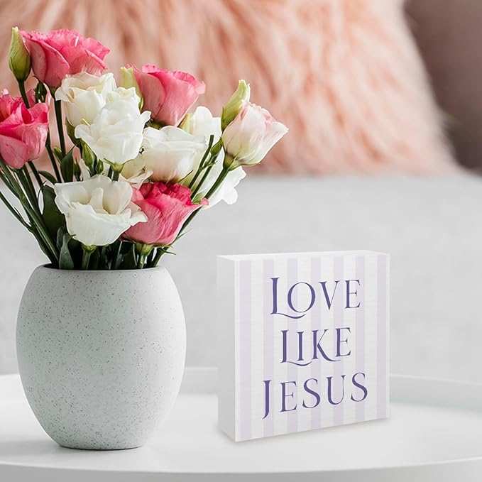 Purple Bible Room Bedroom Bathroom,Purple Decor,Inspirational Bible Verses Decorations Decorations for Teen Girls Gifts Wooden Box 5 x 5 Inch