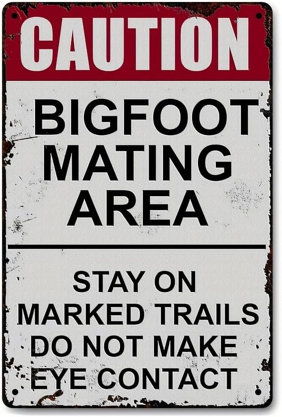 Rustic Bigfoot Mating Area Vintage-Inspired Metal Tin Sign - Waterproof & Dust-Proof Wall Hanging Decor - Ideal for Home, Kitchen, Bathroom, Bar, Cafe & Garage Multipurpose Decoration