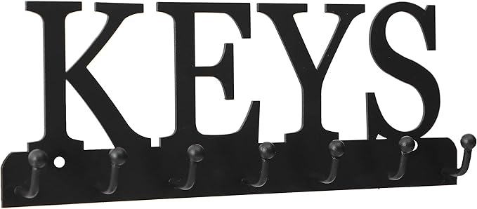 Key Holder Wall Mounted Key Hooks for Wall Decorative with 7 Hooks Black Metal Key Organizer Rack Hanger for Entryway, Front Door, Hallway, Office 10X3.7 inches