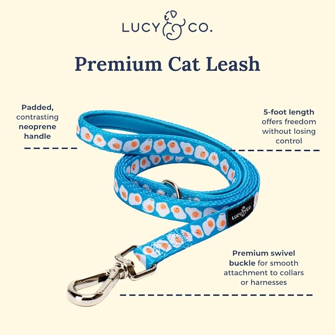 Lucy & Co. Eggcelent Step-in Cat Harness & Leash Bundle – Reflective, Breathable & Adjustable Harness for Cats, Kittens & Small Dogs, Lightweight & Secure and Dual Leash Clips – Large
