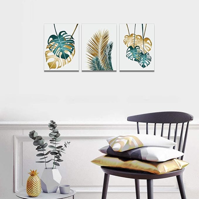 TTHYUEWS Canvas Wall Art For Living Room Family Decorations For Bedroom Kitchen Dining Room Wall Decor Abstract Painting Leaves Wall Pictures Artwork Office Canvas Art Prints Room Home Decor 3 Piece