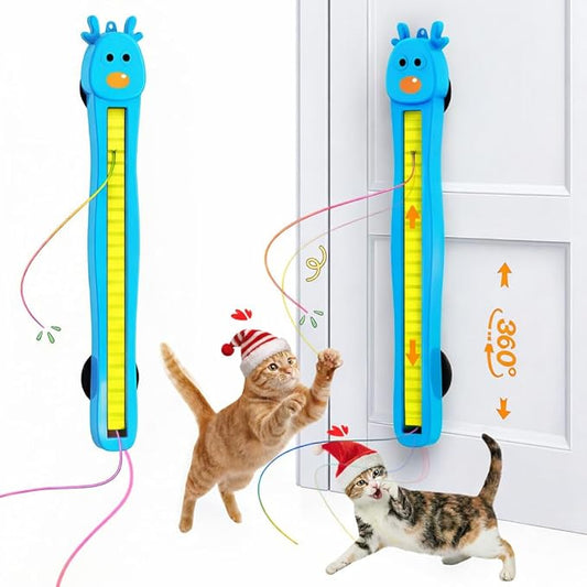 Interactive Cat Toy for Indoor Cats: Door-Mounted Automatic Moving Enrichment Cat Toy with Adjustable Motion Modes, Rechargeable Electric for Kittens & Bored Adult Cats, Hands-Free Pet Play Accessory
