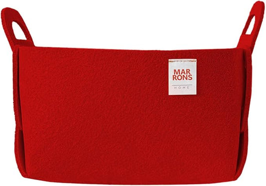 Collapsible Felt RED Storage Bin Small 7.1"x5.1"x5.1" – Foldable Basket with Handles for Closet, Toy Storage, Laundry Room Organization, Decorative Storage Baskets for Shelves, Nursery Storage