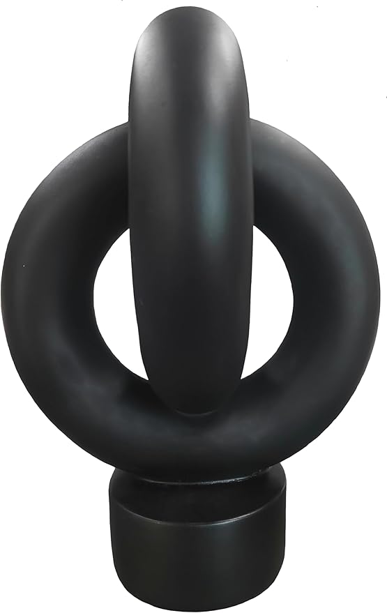 12" Modern Abstract Ring Decorative Sculpture, Knot Sculptures,Home Decor,Coffee Table Statues,Dining Living Room Desk Decor,Black
