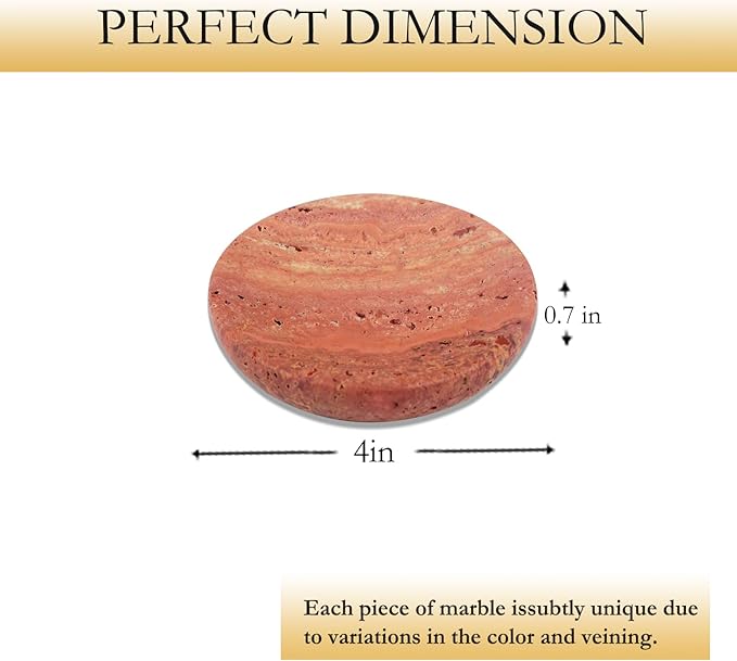 𝟏𝟎𝟎% Round Marble Ring Dish, Stone Jewelry Holder,Trinket Dish Tray Ring Holder, Nightstand Decor,Sponge Holder for Bathroom Kitchen Sink (Red Travertine)