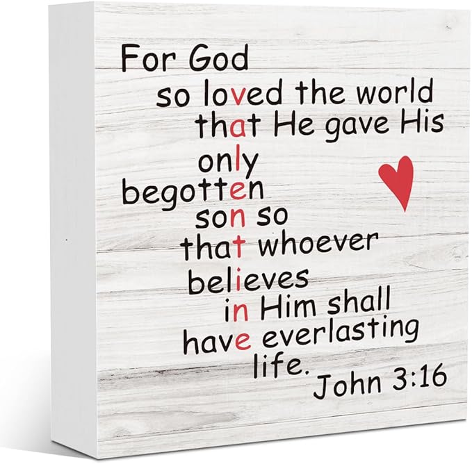 Christian Valentines Day Decorations for Home Christian Desk Decor Valentine Decor for Tabletop Scripture Decorations for Kitchen Table 5 X 5 Inches