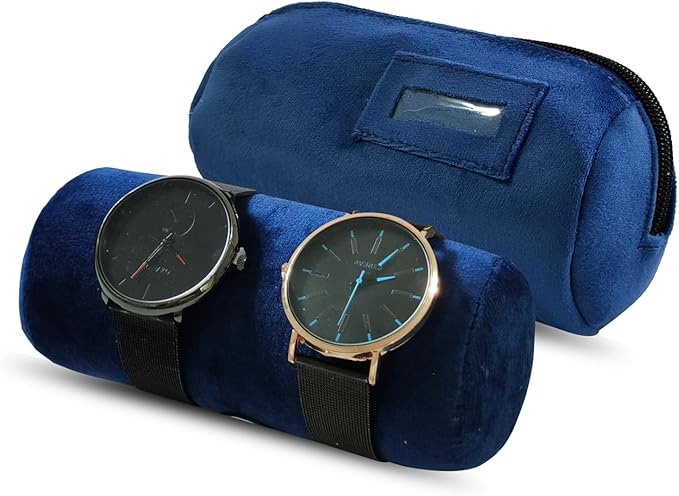 Velvet Bangle & Bracelet Organizers and Storage Small Jewelry Roll Organizer Travel, Compact Jewelry Case for Bangles, Bracelets, Watches(Dark Blue)