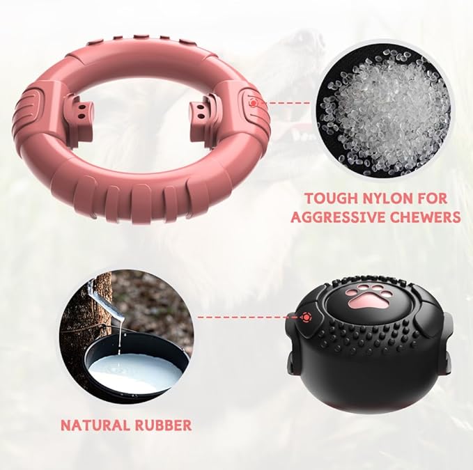 Dog Toys for Aggressive Chewers Large Medium Breed, Indestructible Squeaky Dog Chew Toys, Tough Nylon Rubber Interactive Dog Toys to Keep Them Busy