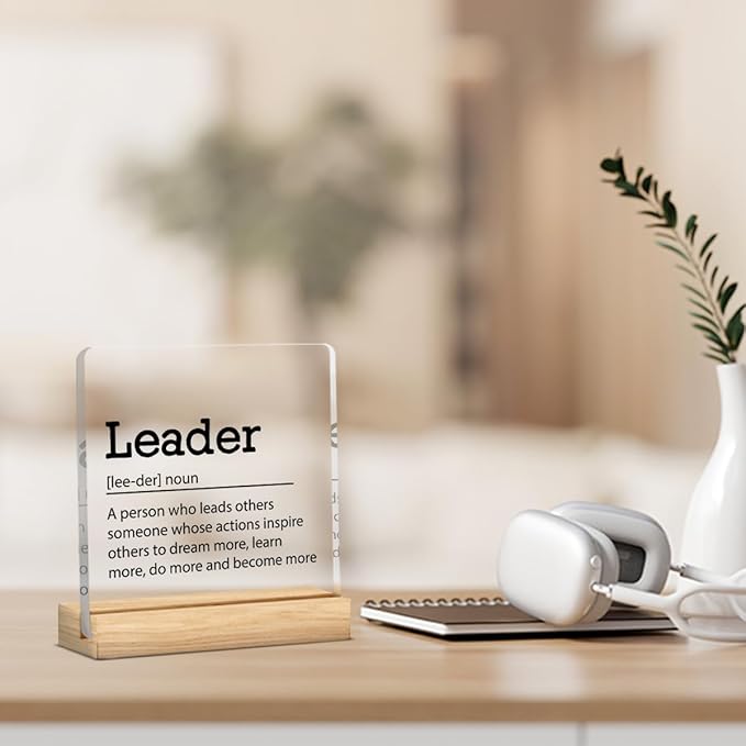 Funny Boss Gifts for Women Men Office Decor Acrylic Plaque Leadership Thank You Gifts for Boss Manager Mentor Inspirational Leader Journal Gift 4x4 Inches