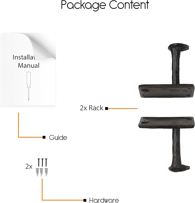 Rustic State Billow Wall Mount Cast Iron Hooks Coat Towel Bag Hat Hanger Multiuse Entryway Railroad Spike Rack Black Set of 2