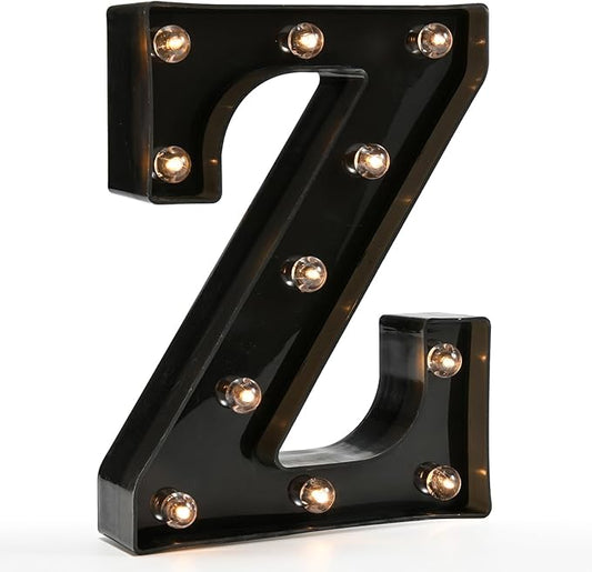 OYCBUZO Light Up Black Alphabet Marquee Letters Sign LED Marquee Number Lights Sign for Night Light Home Bar Christmas Lamp Birthday Party Wedding Decoration Z