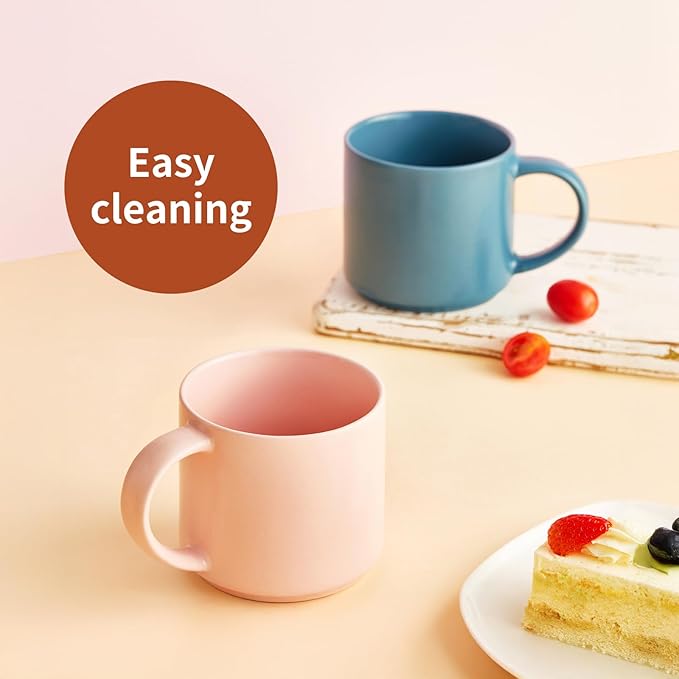 Ceramic Coffee Mugs, 16 oz Big Size for Oatmeal, Bosmarlin Matte Pink, Birthday Gifts, Dishwasher & Microwave Safe, Daily Office and Home Use