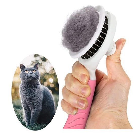 Cat Grooming Brush, Pets Skin Friendly Self Cleaning Slicker Brushes for Shedding Massage Dogs Cats Hair Gentle Remove Loose Undercoat with Long or Short Hairs for All Fur Type- UPGRADED (Pink)