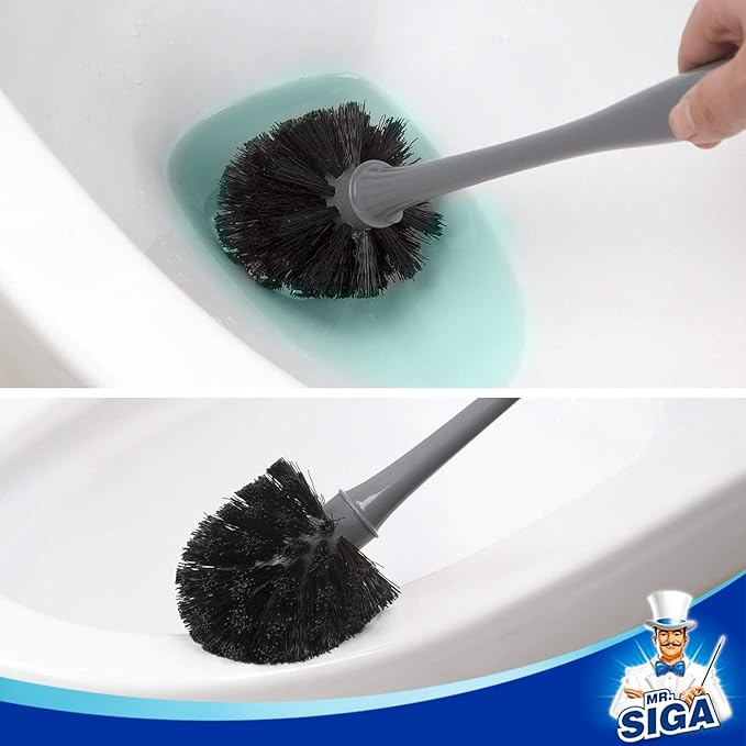 MR.SIGA Toilet Plunger and Bowl Brush Combo for Bathroom Cleaning, Gray, 2 Sets