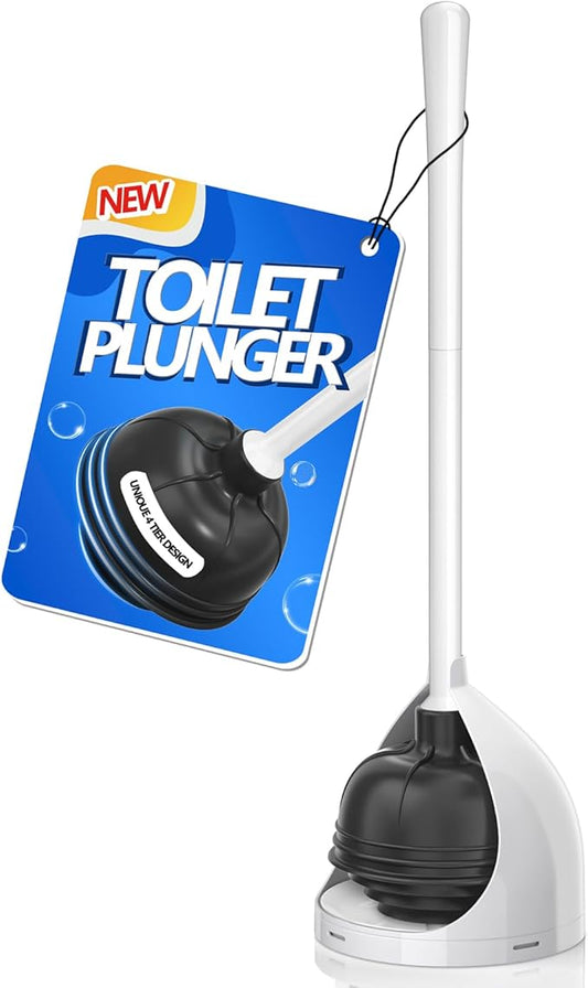 uptronic Toilet Plunger with Holder, Unique Plunger with All-Angle Design, Plungers for Bathroom with Holder, Heavy Duty Toilet Plunger for 5.7-inch Toilet Drain Bathroom Cleaning