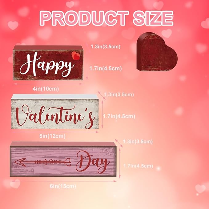 4 Pcs Happy Valentine's Day Sign Tiered Tray Decor Valentines Sign Tabletop Decor Decorations for Home Office Desk Table Art Desk Accessories