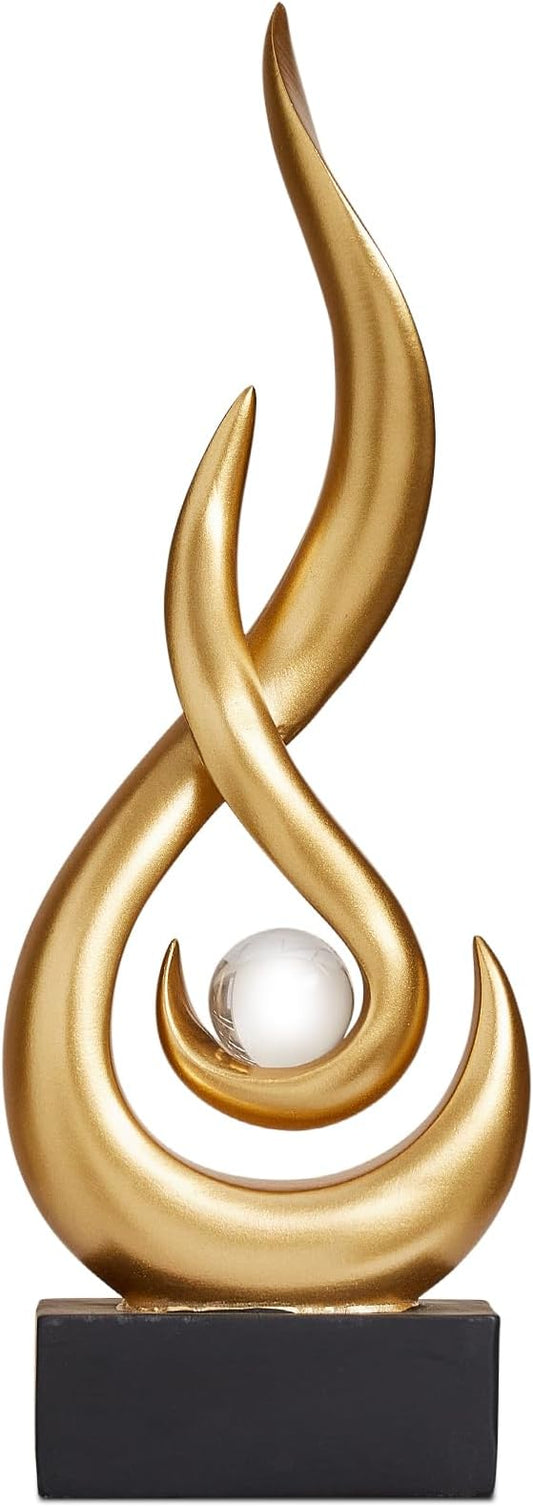 Modern Abstract Art Table Decoration,Resin Flame Statue Modern Gold Centerpiece Ornaments for Living Room Great Gift Idea Home Decor,Collectibles